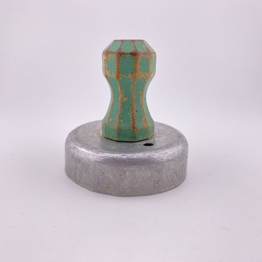 Green Wooden Handle Round Vintage Aluminum Bisquit Cutter